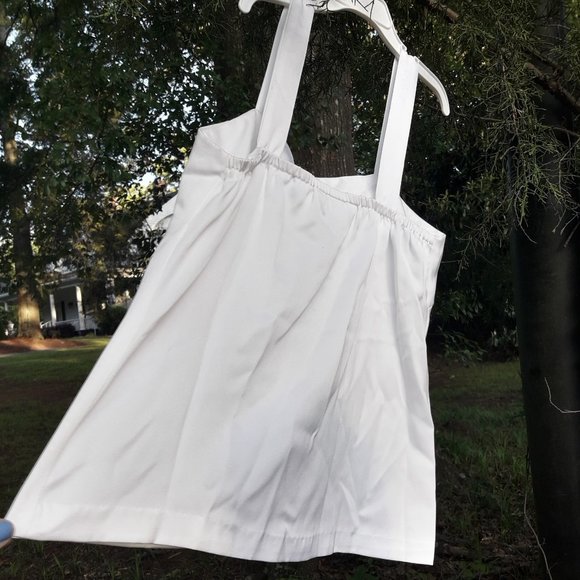 White Satin Cami Tank Top Undershirt Shell Strap - Picture 2 of 5